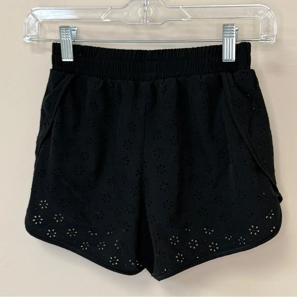 DSG: (2) Pair of Girls Athletic Shorts, Eyelet in Navy & Black, Size M (10-12)